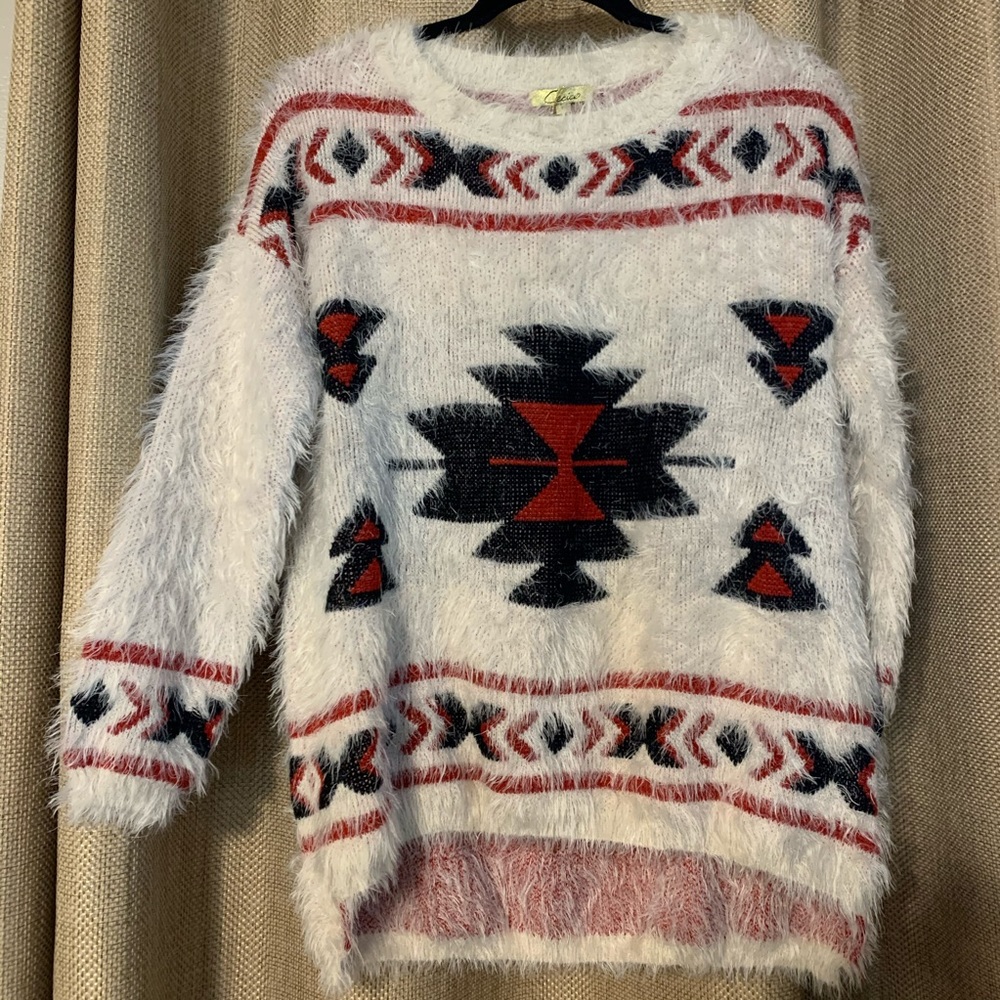 NWT Fuzzy Aztec Sweater Size S